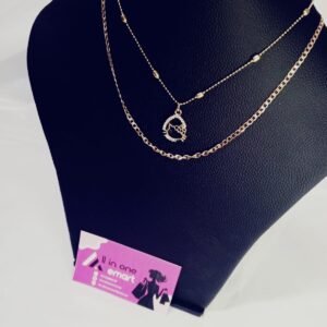 elegant double layer gold plated necklace with pendant
