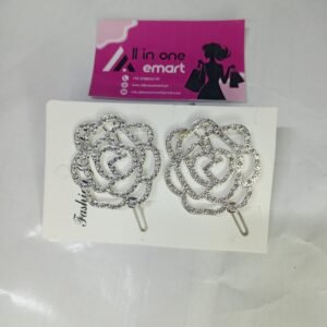 rose shaped rhinestone hair clip set – 2 piece