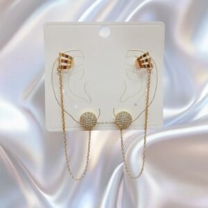 duo chain crystal stud & ear cuff earring set