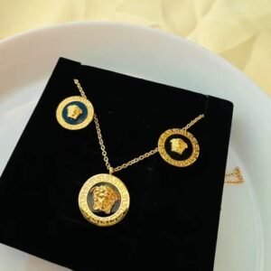 luxury greek medallion necklace & earring set