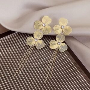 elegant triple blossom drop earrings