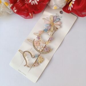 elegant floral hair clip set – 4 piece